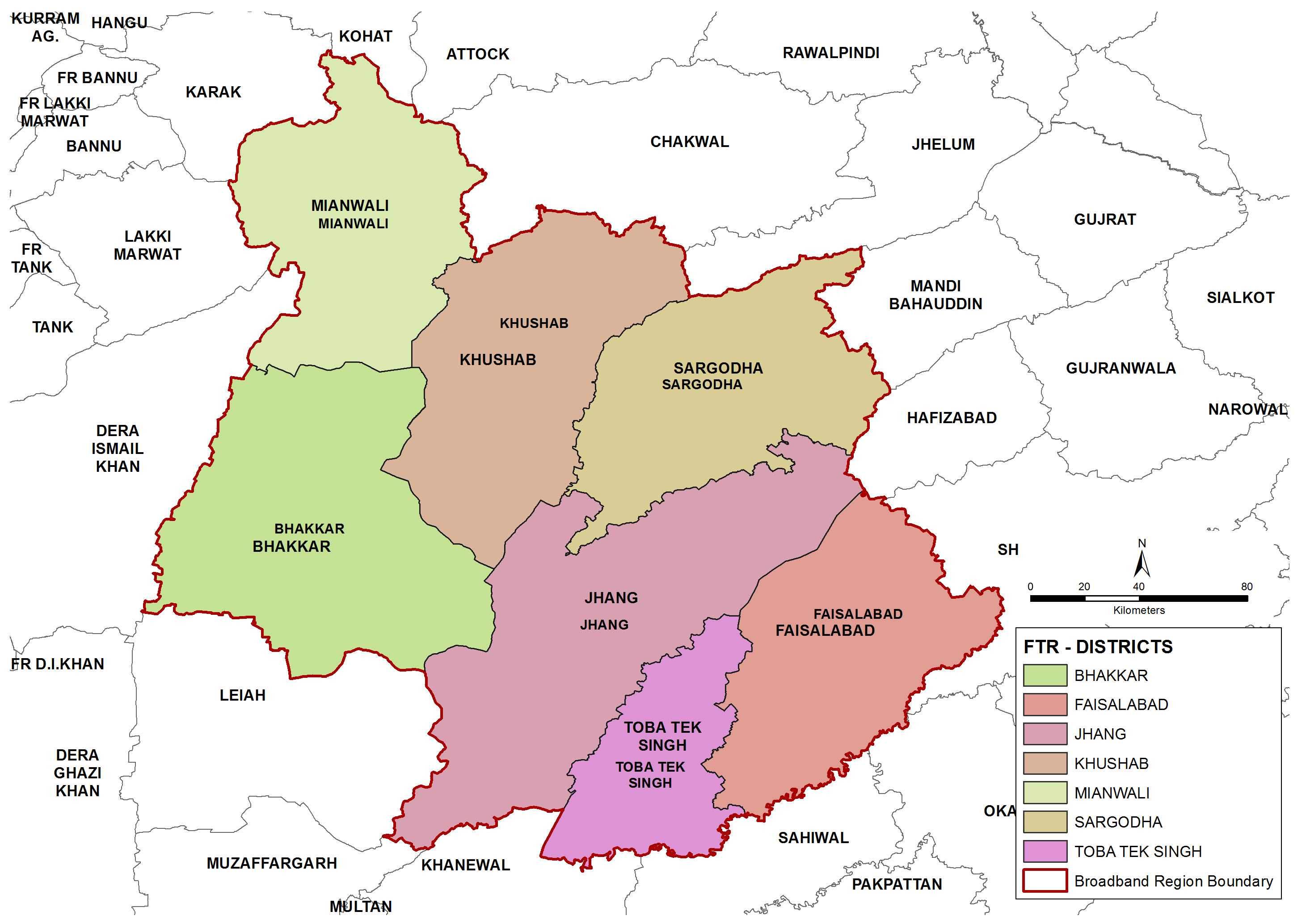 FAISALABAD TELECOM REGION Map